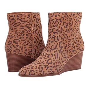 Lucky Brand Leopard Print‎ Women's Brown Wedge Ankle Boots New Size 9.5